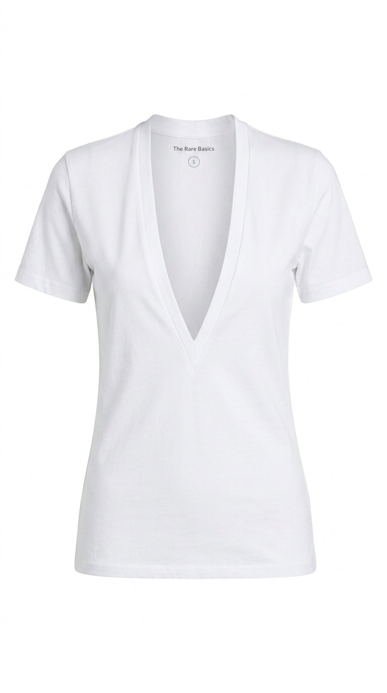 Short Sleeve Deep V-neck T-shirt