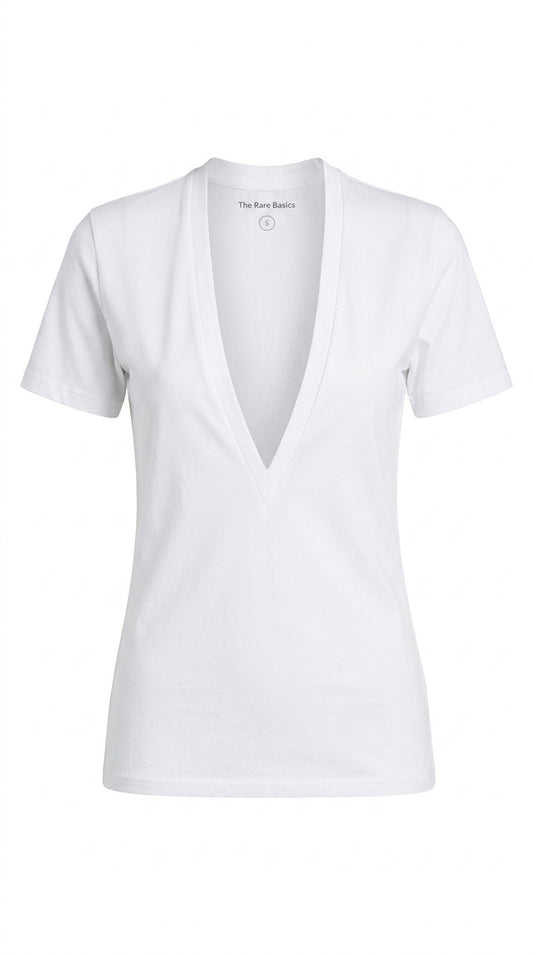 Short Sleeve Deep V-neck T-shirt