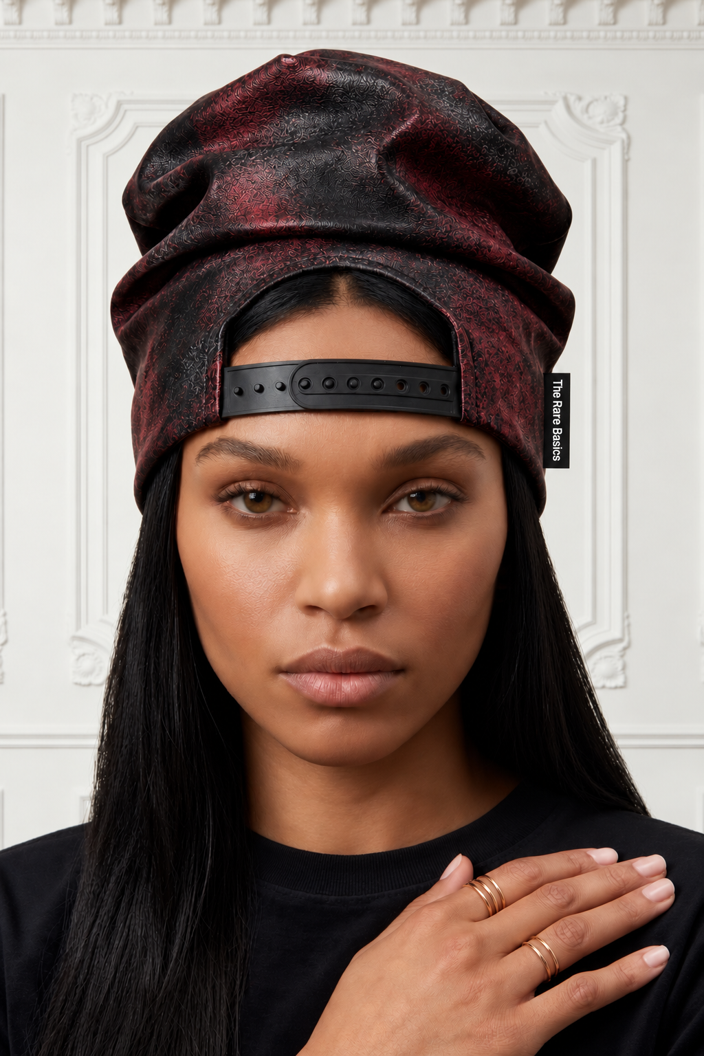 Distressed Leather Beanie