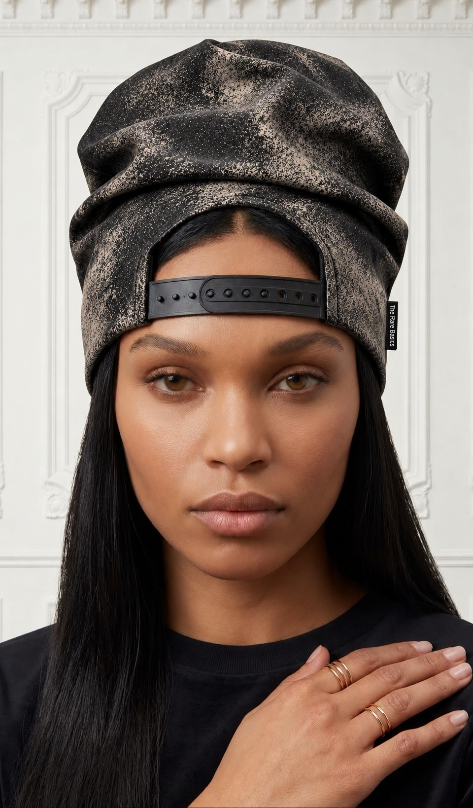 Distressed Leather Beanie