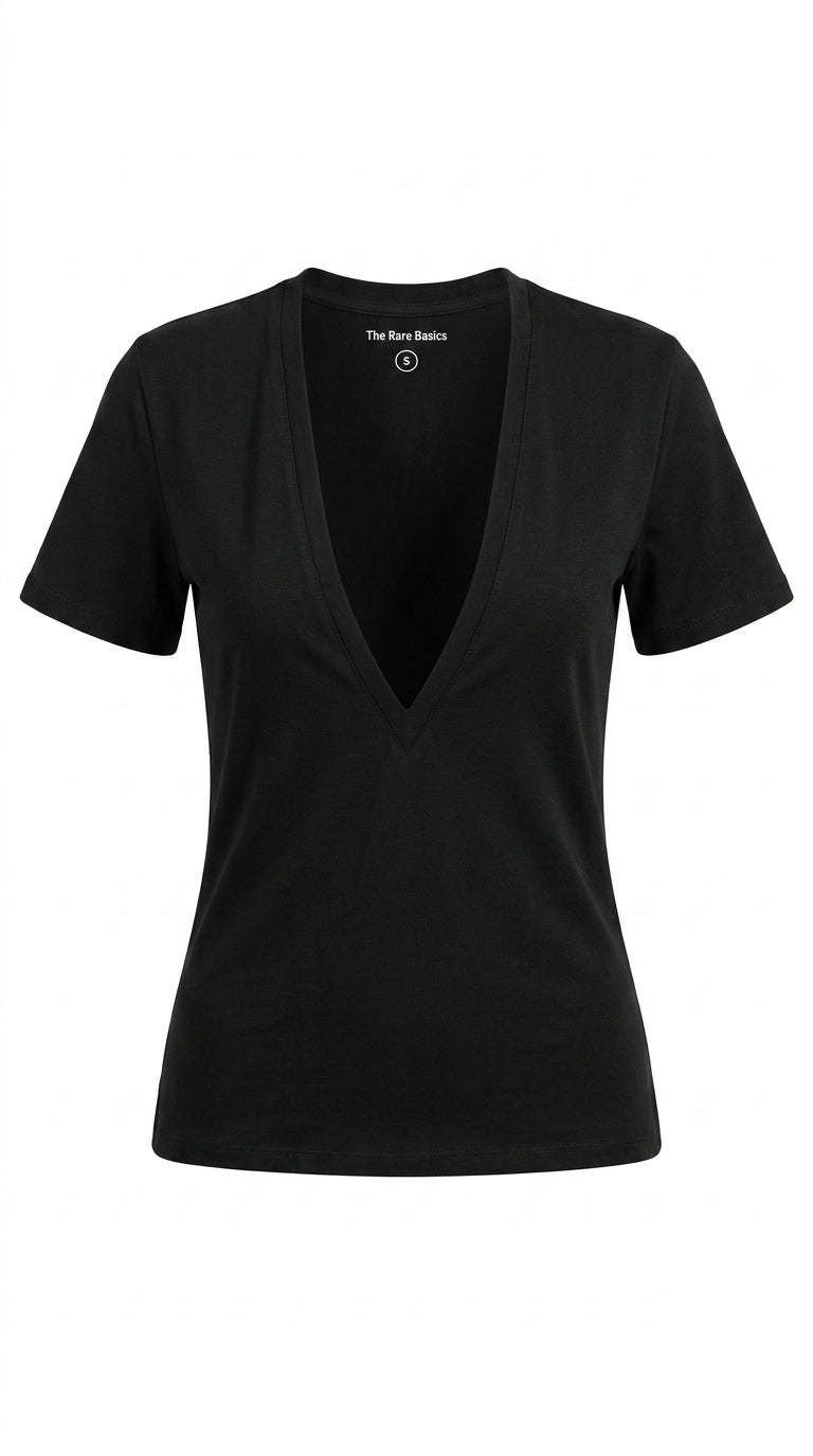 Short Sleeve Deep V-neck T-shirt