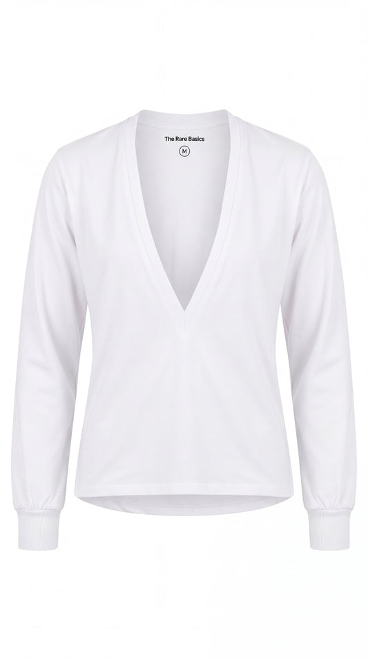 Long Sleeve Deep V-neck T-shirt