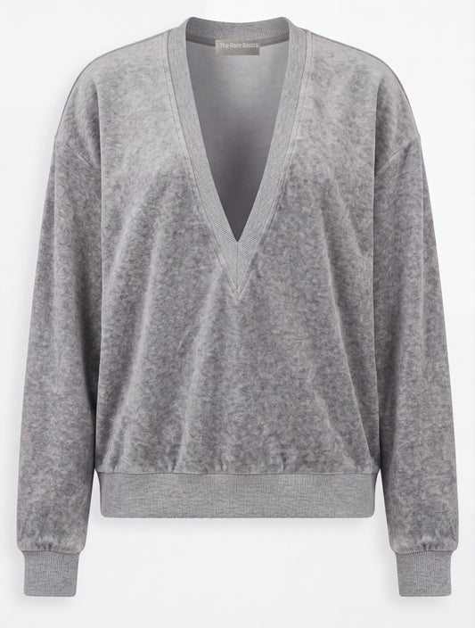 Unisex Velour Deep V-neck Sweatshirt