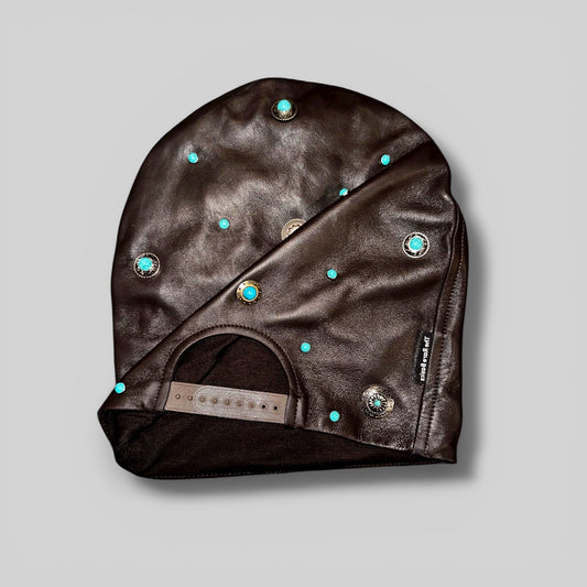 Jaded leather beanie  (Online exclusive)